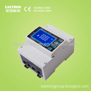 3 phase DIN rail multifunction meter, RS485 Modbus,Big LCD display